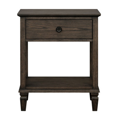 Natural Finish Antique Brown Classic Night Stand With Open Storage 1 Drawer Shelf Bedside Table Wire Bursh Assembly Needed Detail Required