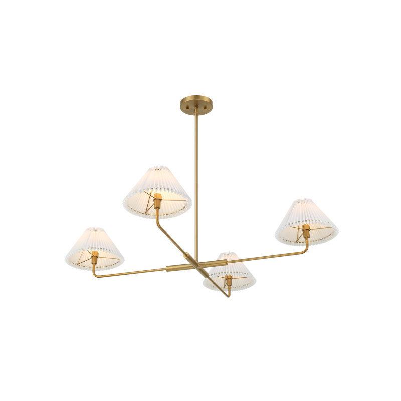 Lustre 4 lumières Meridian en laiton naturel, Laiton naturel
