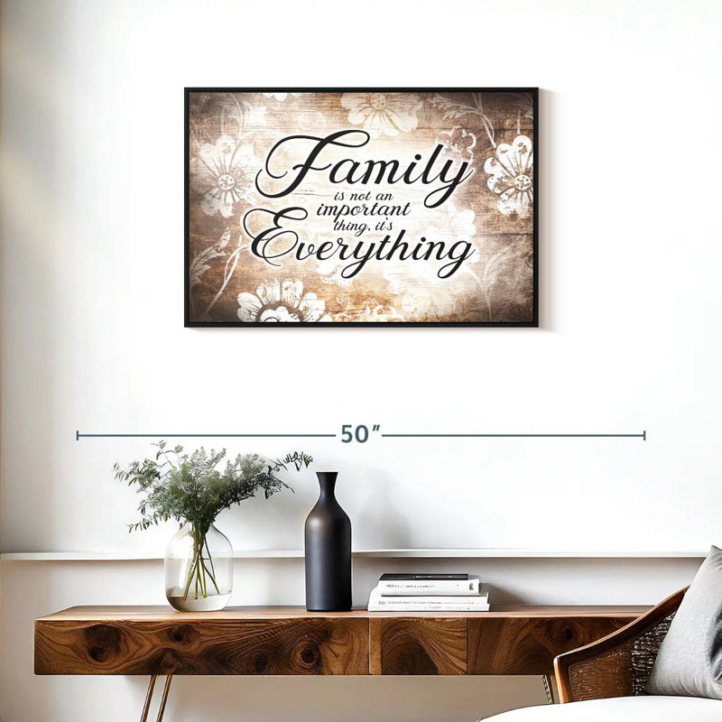 «Family Is Everything Love», citation, Cadre flottant noir, 31 po x 21 po