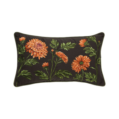 Mums Lumbar Ebony Pillow