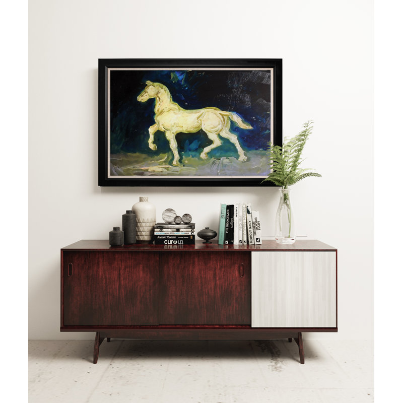 « plâtre statuette of a cheval », reproduction de peinture à l’huile sur toile encadrée
