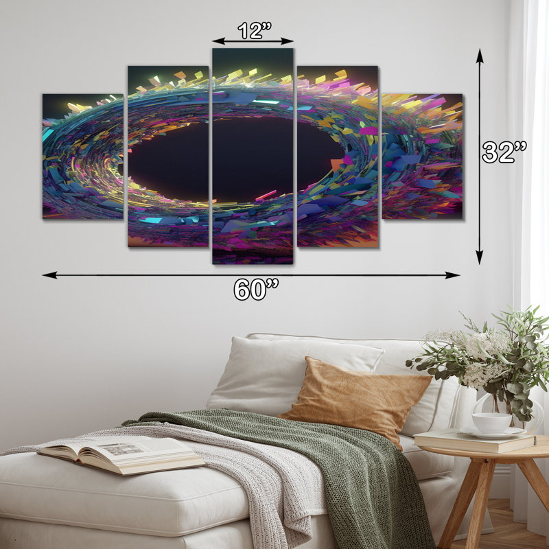 Bunton - Reproduction d'art abstrait spirales abstraites - 5 panneaux
