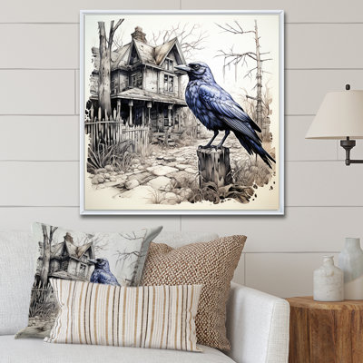 Victorian Haunted Raven Courtyard II - Raven Animal Wall Art