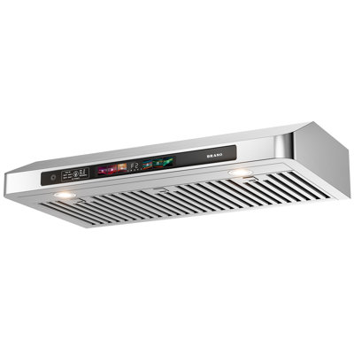 36 Inch Ducted Under Cabinet Range Hood 900 CFM, Voice Gesture Touch Control Stainless Steel Kitchen Hood with Memory & LED Light, 3 Vent Options