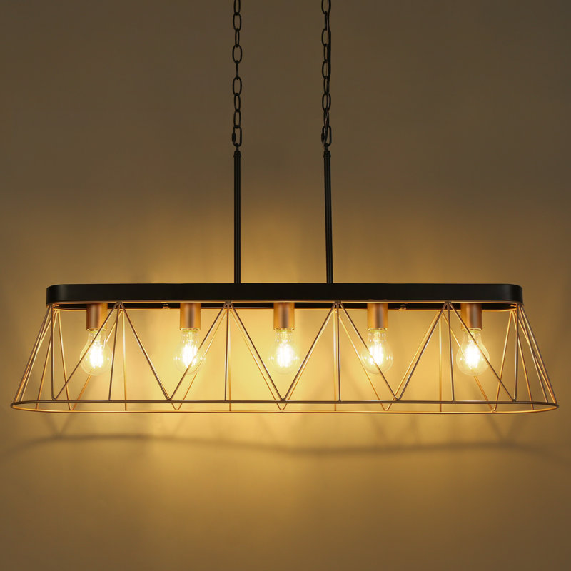 Olajawon 5-Light Kitchen Island Square / Rectangle Dimmable Pendant
