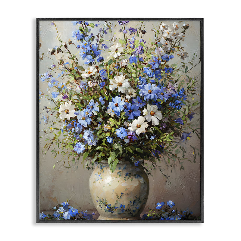 Céramique, bouquet de fleurs encadré, estampe numérique, design par Franklyn Gregory, H 20 po x l 16 po