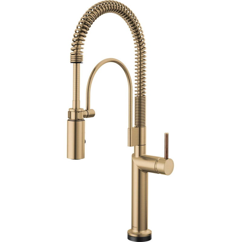 Odin® Smarttouch Semi-Professional Kitchen Faucet, Wood Lever Handle, Luxe Gold