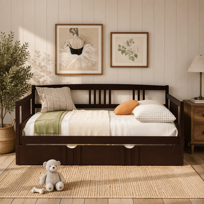 Daybed Wood Bed with Twin Size Trundle