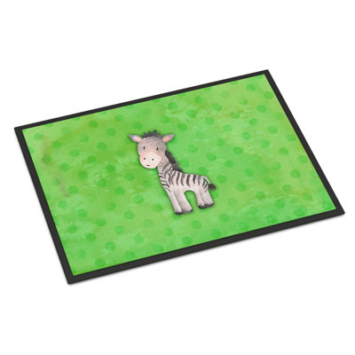 Tapis de porte d’extérieur anti-dérapant aquarelle zèbre Cowan