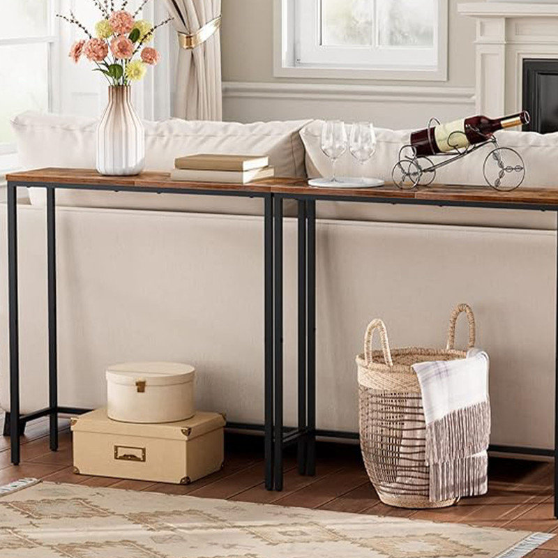 Narrow Console Table, Small Entryway Table, Thin Sofa Table, Display Table, for Hallway, Bedroom, Rustic Brown and Black