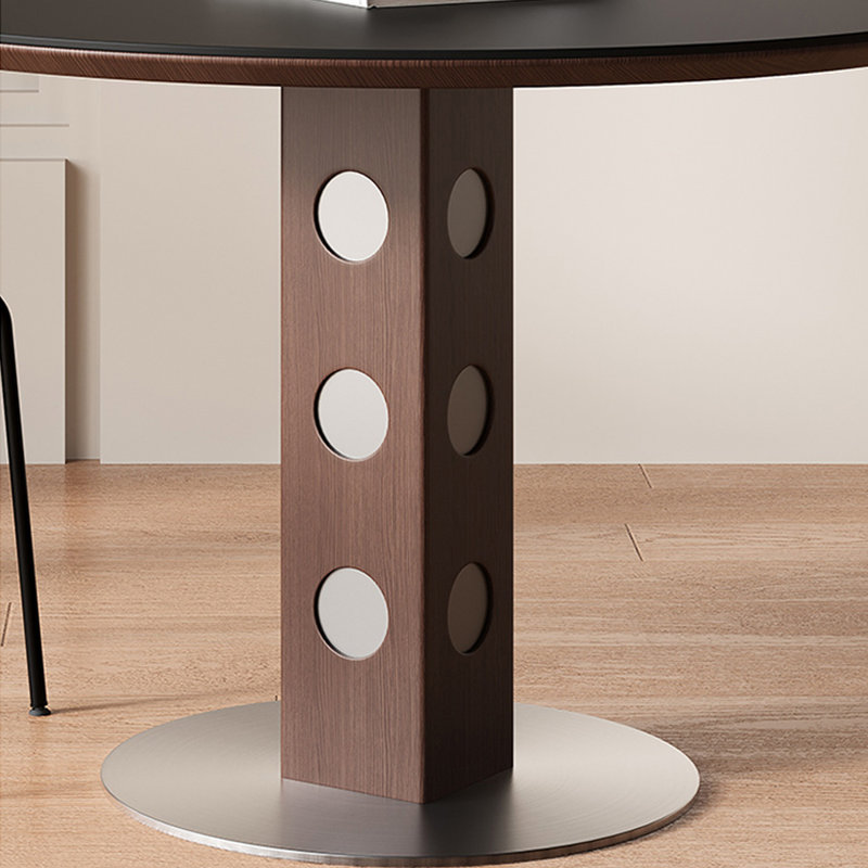 Table de salle à manger en noyer foncé foncé, Noyer foncé, Noir, H 29,53 po x L 39,37 po x l 39,37 po
