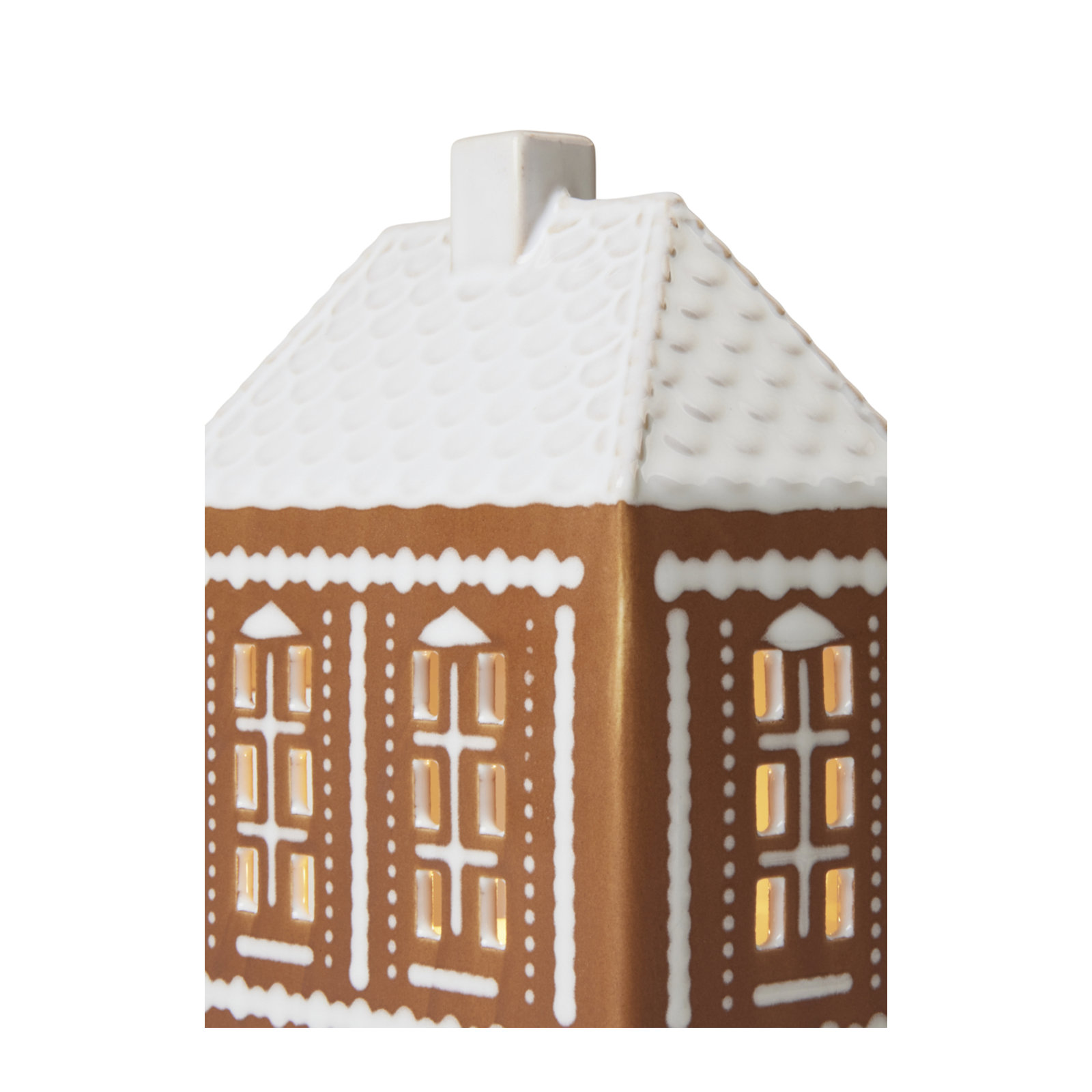 Gingerbread 6.1" Stoneware Tabletop Lantern