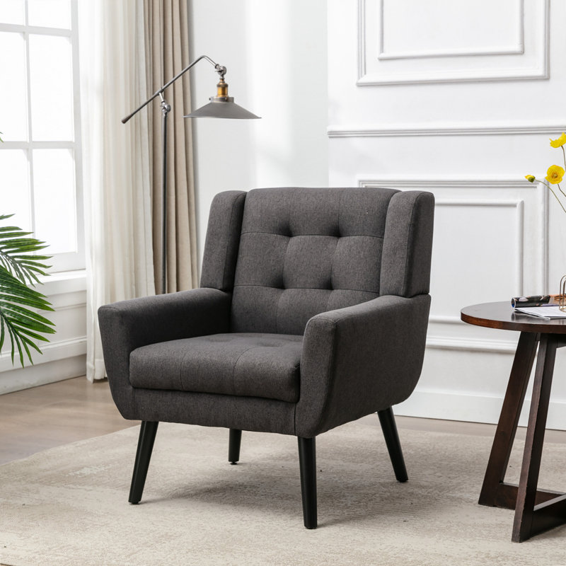 Chaise d'appoint avec pieds noirs pour la maison d'intérieur, Velours gris foncé