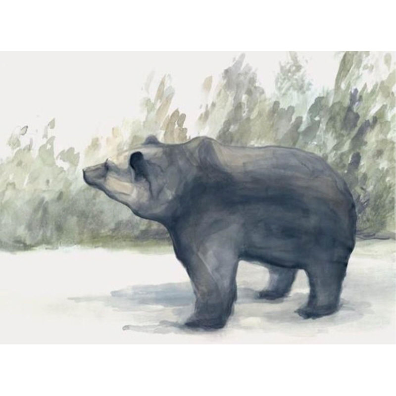 Black Bear Forest II Painting by D’Alessandro Léon, 47" H x 63" W, Image Brush Gel