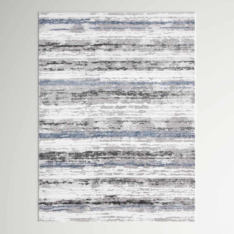 Southport Stripe Gray/Blue Area Rug, Rectangle 9' x 12'