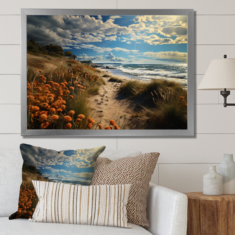 Superbe paysage côtier III sur toile, H 34 po x l 44 po x P 1,5 po, Cadre simple argenté