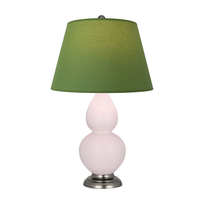 Petite lampe d'appoint à double gourde, Thé vert / taupe, Eau de rose, Argent antique