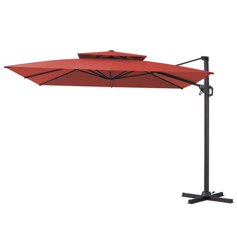 Parasol carré en porte-à-faux 116 po x 116 po, base lestée non inclus, Rouge