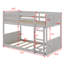 Floor Bunk Bed With Panelled Headboard And Footboard, Solid Wood Foundation With Safety Guardrails, Built-In Ladder-1662077136