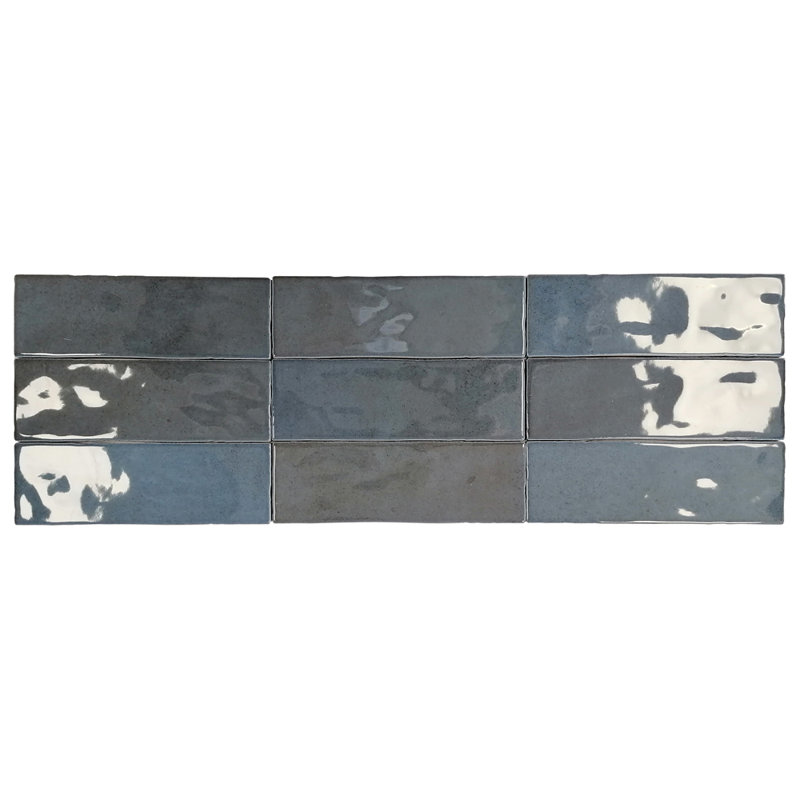 2.5" x 8" Ceramic Subway Wall Tile, Blue