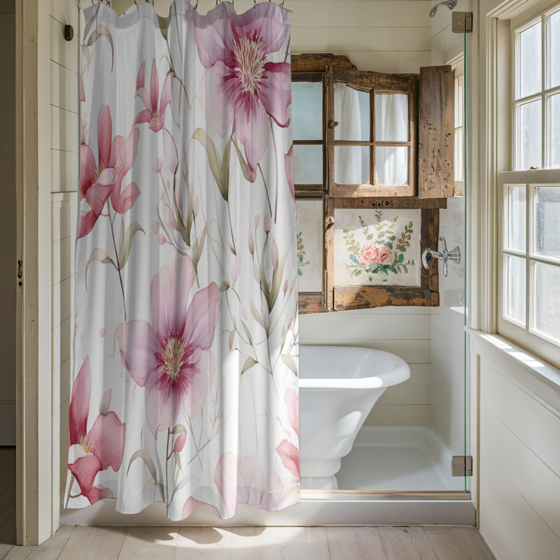 Rideau de douche 1 pièce Petal Wave, H 74 po x l 71 po