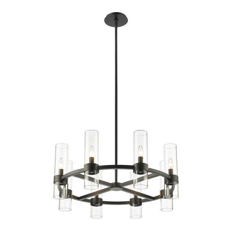 Fouges 8 - Light Iron Dimmable Wagon Wheel Chandelier, Matte Black