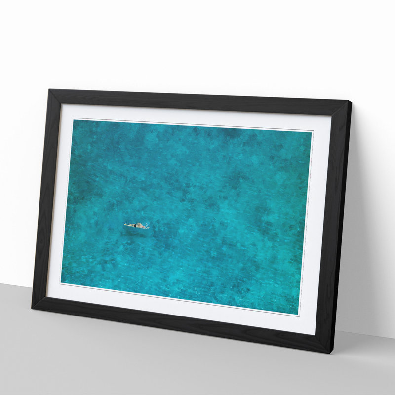 Swimmer in the Sea - Framed Print, Black Framed, 36cm H x 48cm W x 2cm D