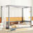 Full Size Canopy Frame Floor Bed With Fence, Guardrails-1001568347-1001568345