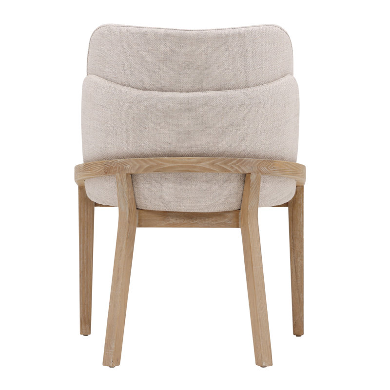 Jacquelyn Elm Upholstered Dining Chair, Off-white, White, Beige