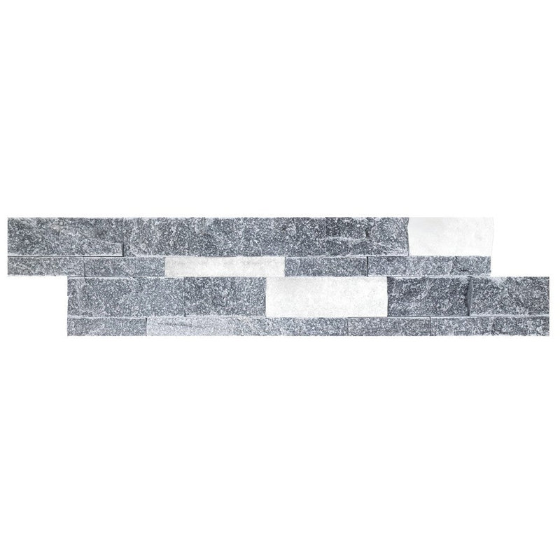 Splitface 6x24 Interlocking 3-Dimensional Marble Ledger Panel in Ocean Storm and Marmara