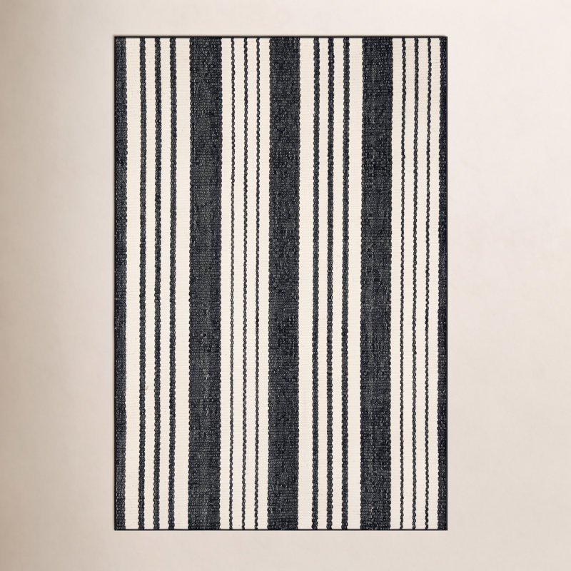 Birmingham Black Handwoven Indoor/Outdoor Rug, Rectangle 6' x 9'