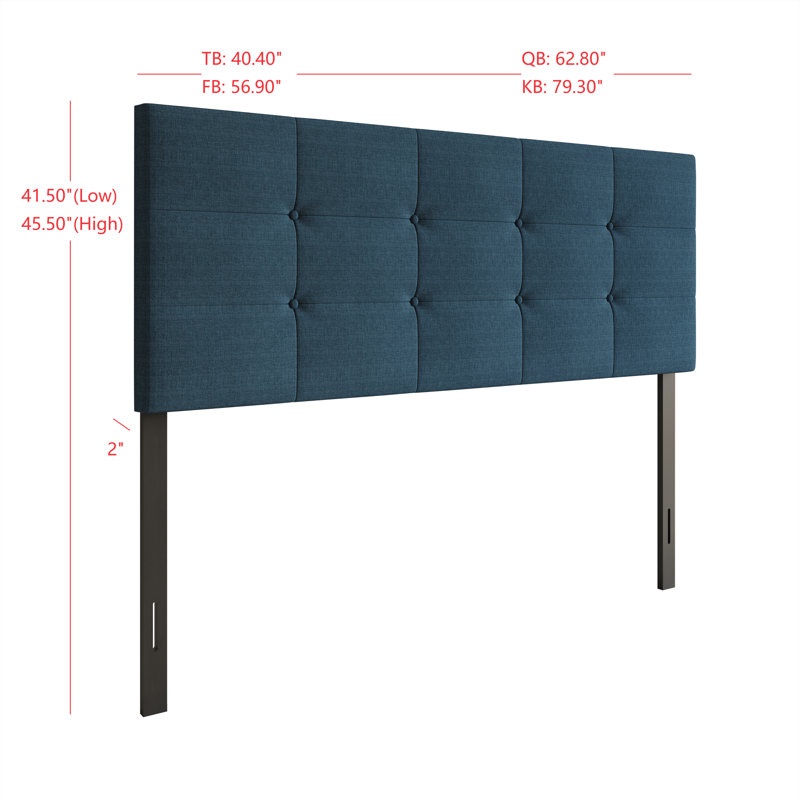 Tête de lit tapissier Arrauf, Bleu denim, Grand