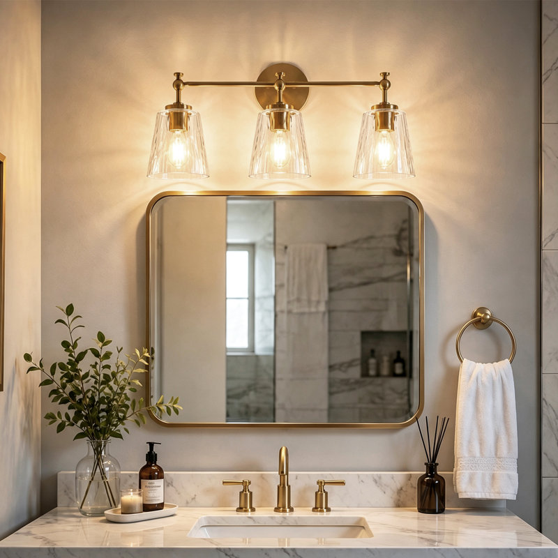 Applique murale à 3 lumières en laiton brossé pour salle de bain