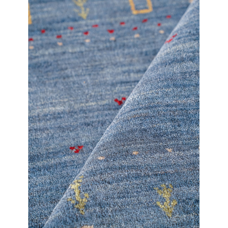 St Catherine Hand Knotted Loom Wool Eco-Friendly Area Rugs - Rectangle, Blue Color, Contemporary Modern Design, High Pile Thick Handmade Anti Skid Area Rugs for Living Room, Bed Room