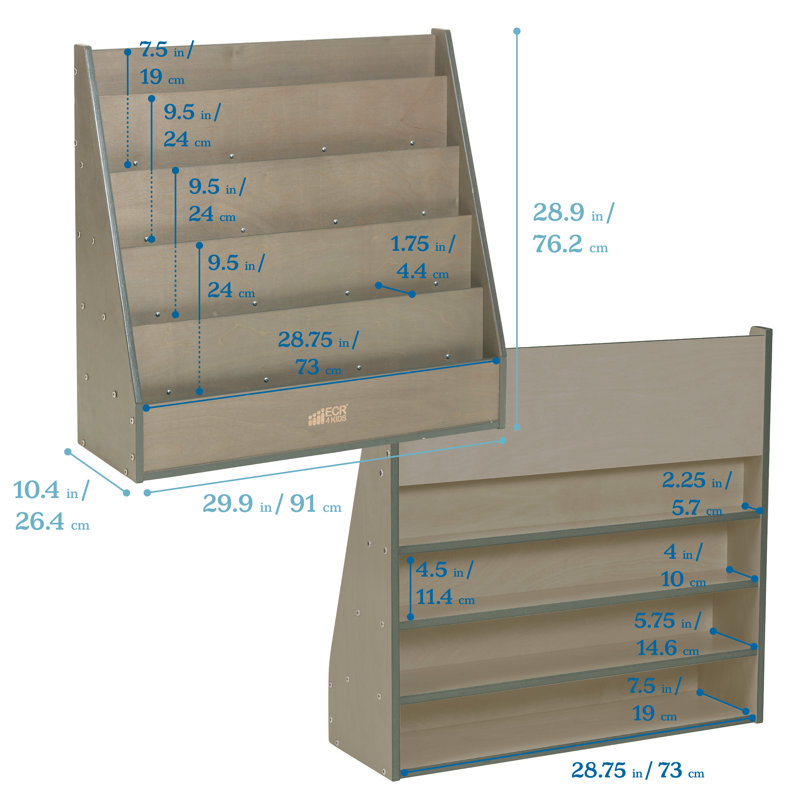 Gray Birch Kids Book Display Stand with Storage