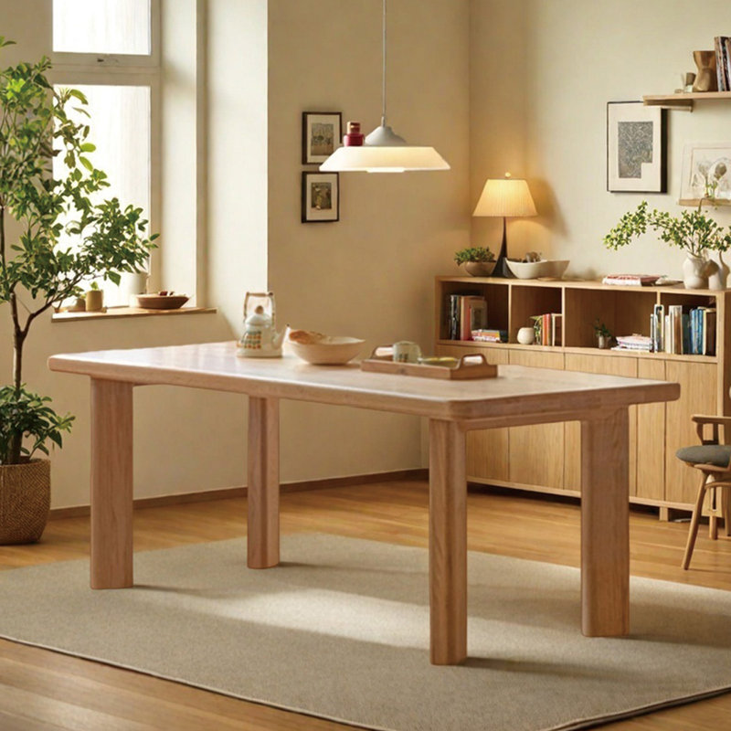 Table de salle à manger haut de gamme en bois massif, Burlywood, H 29,92 po x L 70,8 po x l 35,43 po