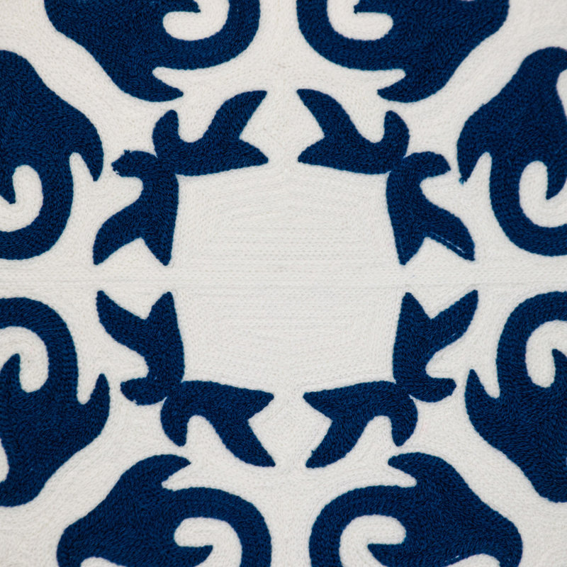 Coussin 100% coton à fermeture à glissière, Bleu