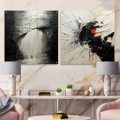 Minimalisme, solitude, méditation, art mural acrylique sur verre, ensemble de 2