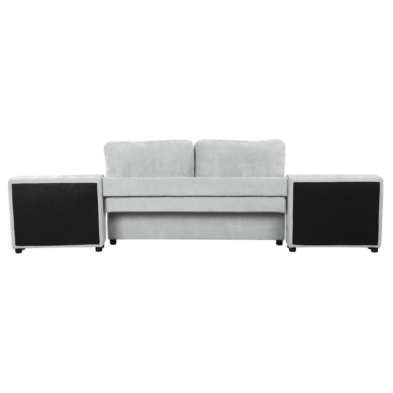 Canapé-lit modulaire avec deux tablettes de rangement Modern, Gris
