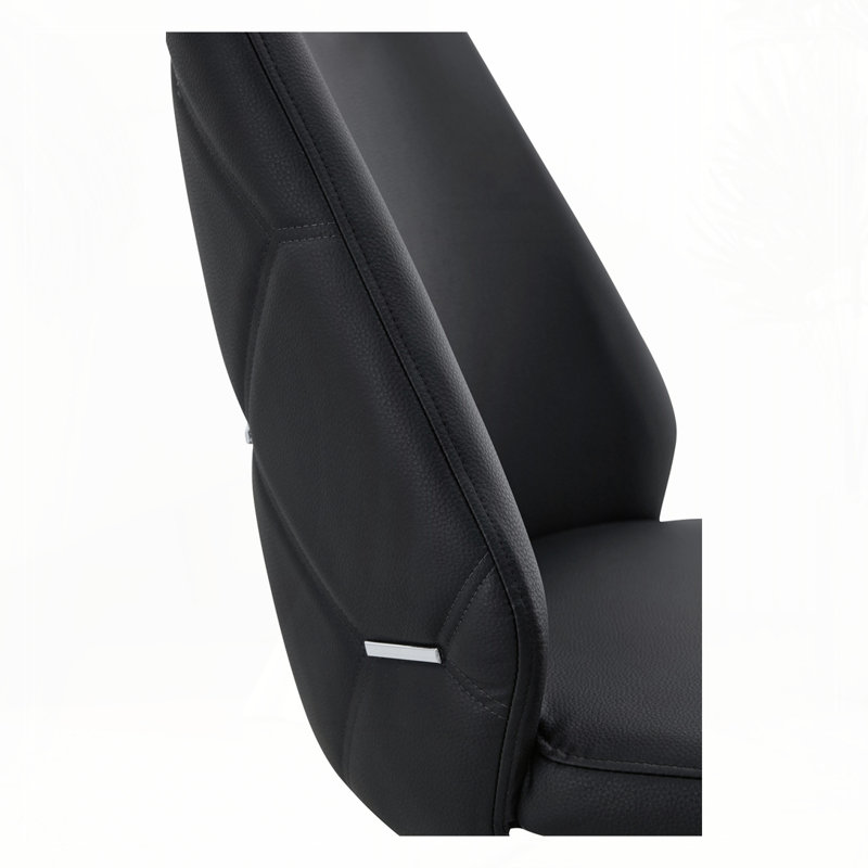 Chaise de salle à manger en similicuir, chaises de cuisine en métal avec texture en maille dorée et pieds sablés noirs, chaise rembourrée à dossier plat