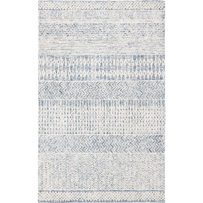 Ambr Hand Tufted Viscose/Wool Oriental Rug in Ivory/Navy