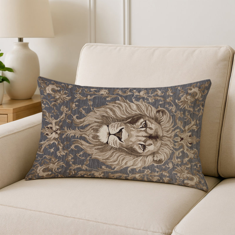 Coussin décoratif intérieur / extérieur gris Modern Modern, Rectangle H 18 po x l 25 po, Imprimé animal gris 2