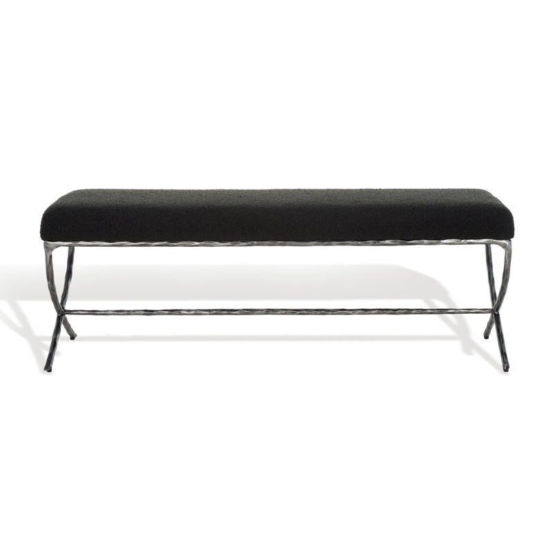 Janeen Boucle And Metal Bench, Black, Black 