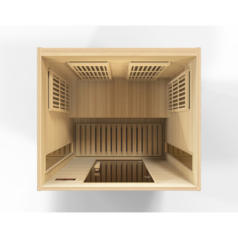Natural Hemlock 2-Person Infrared Sauna with Bluetooth and Speakers