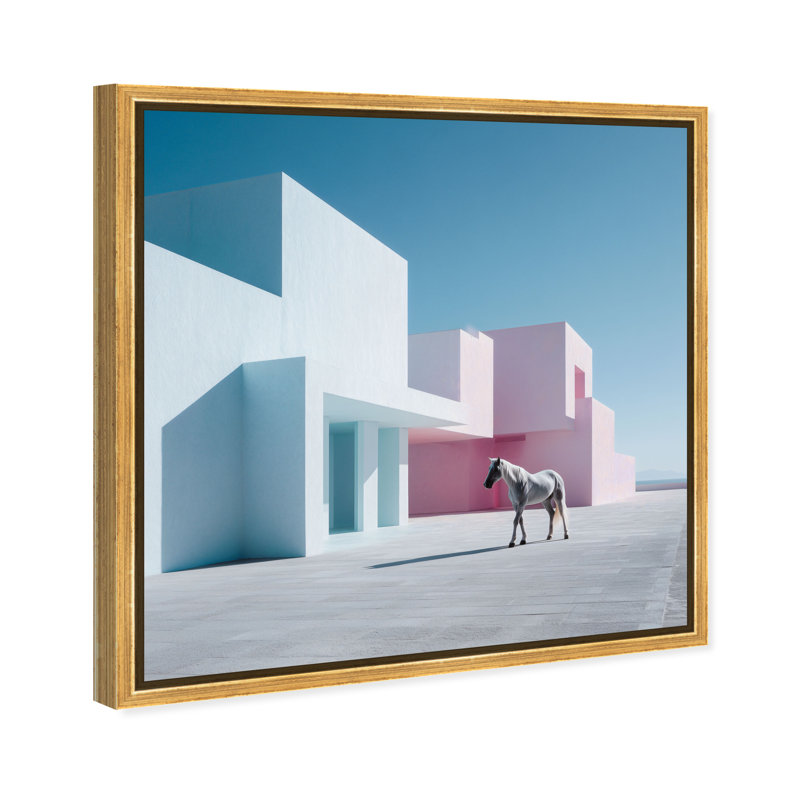 Minimalist Fortress Print by Oliver Gal, 21"H x 21"W, Gold Floater Frame