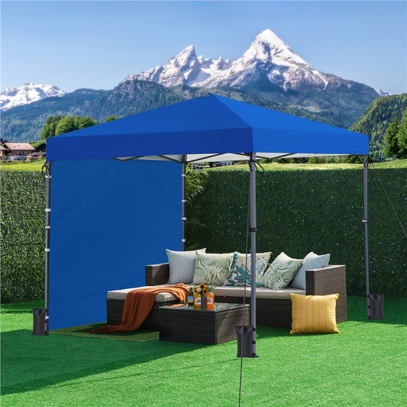 10x10 FT One-Push Pop Up Canopy Tent with 4 Side Walls and Roller Bag, Blue