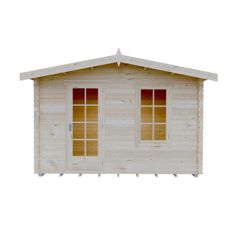 Bucknells 12 ft x 10 ft 28 mm Log Cabin Installed Including Base