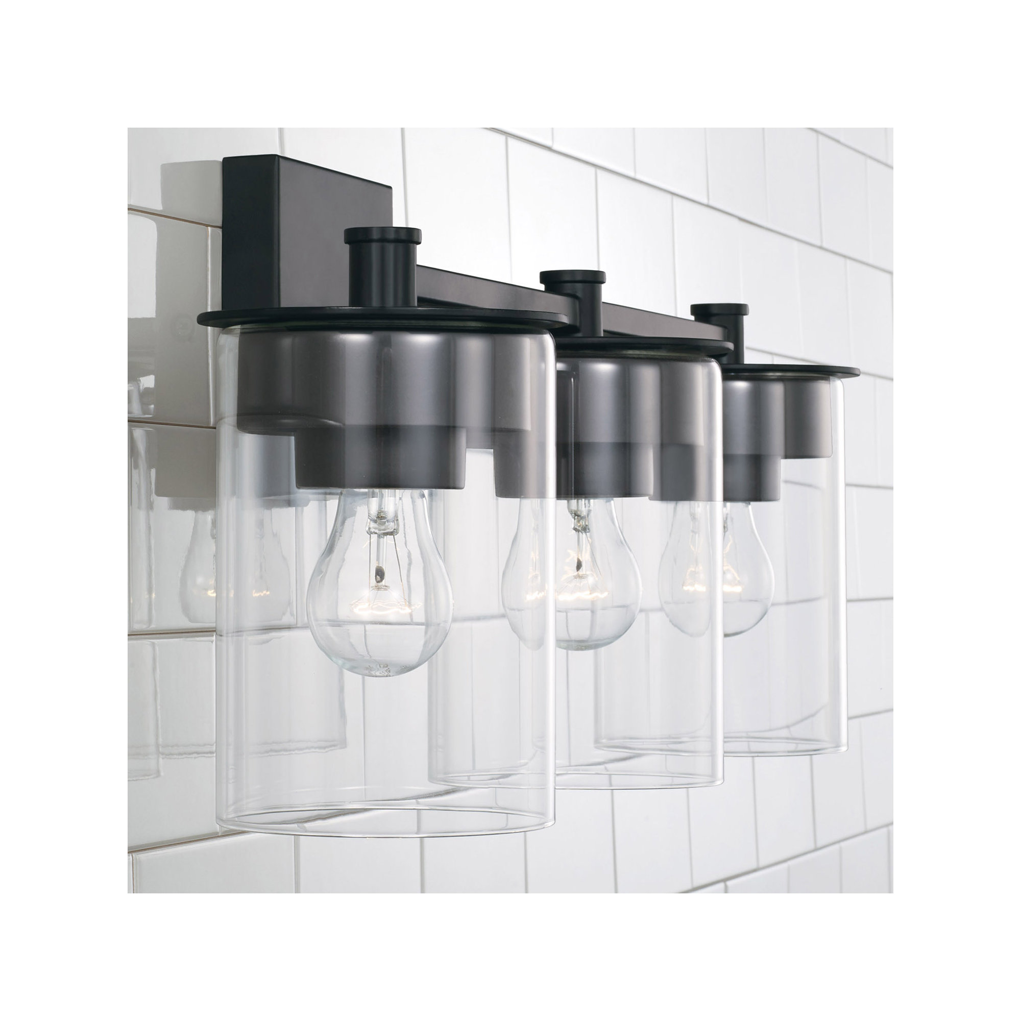 Elstone 3 Light Dimmable Vanity Light, Matte Black