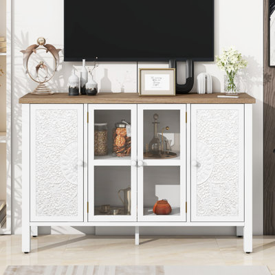 Meuble télé moderne moderne en MDF avec rangement, design rétro élégant pour le salon