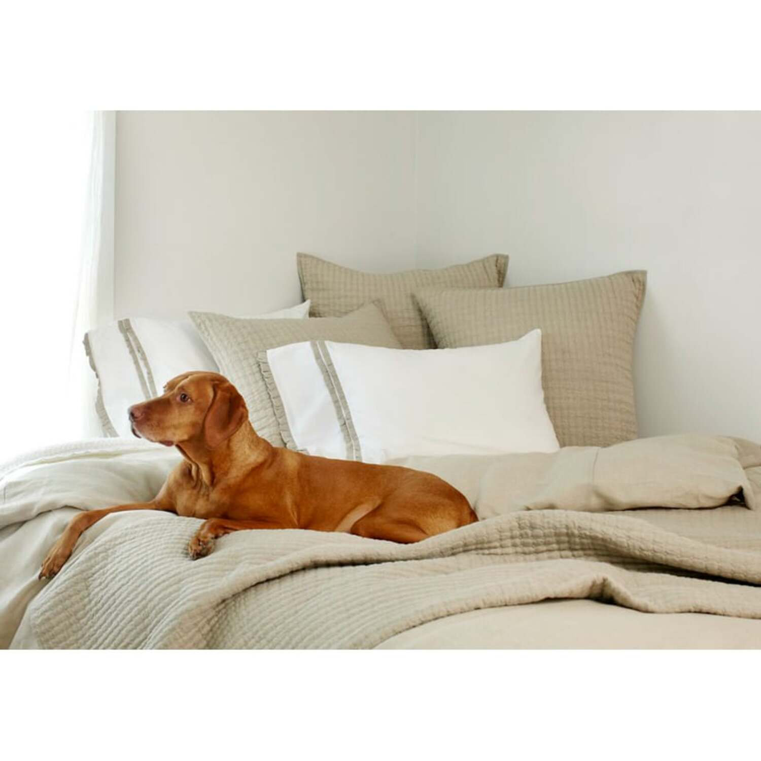 Bahari Linen Quilt Set, Natural, California King Quilt